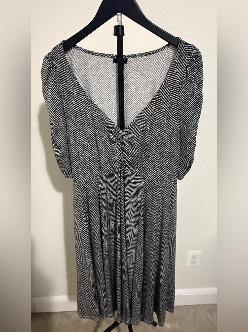 Torrid Black and White Chevron Maxi Dress with V-Neck
